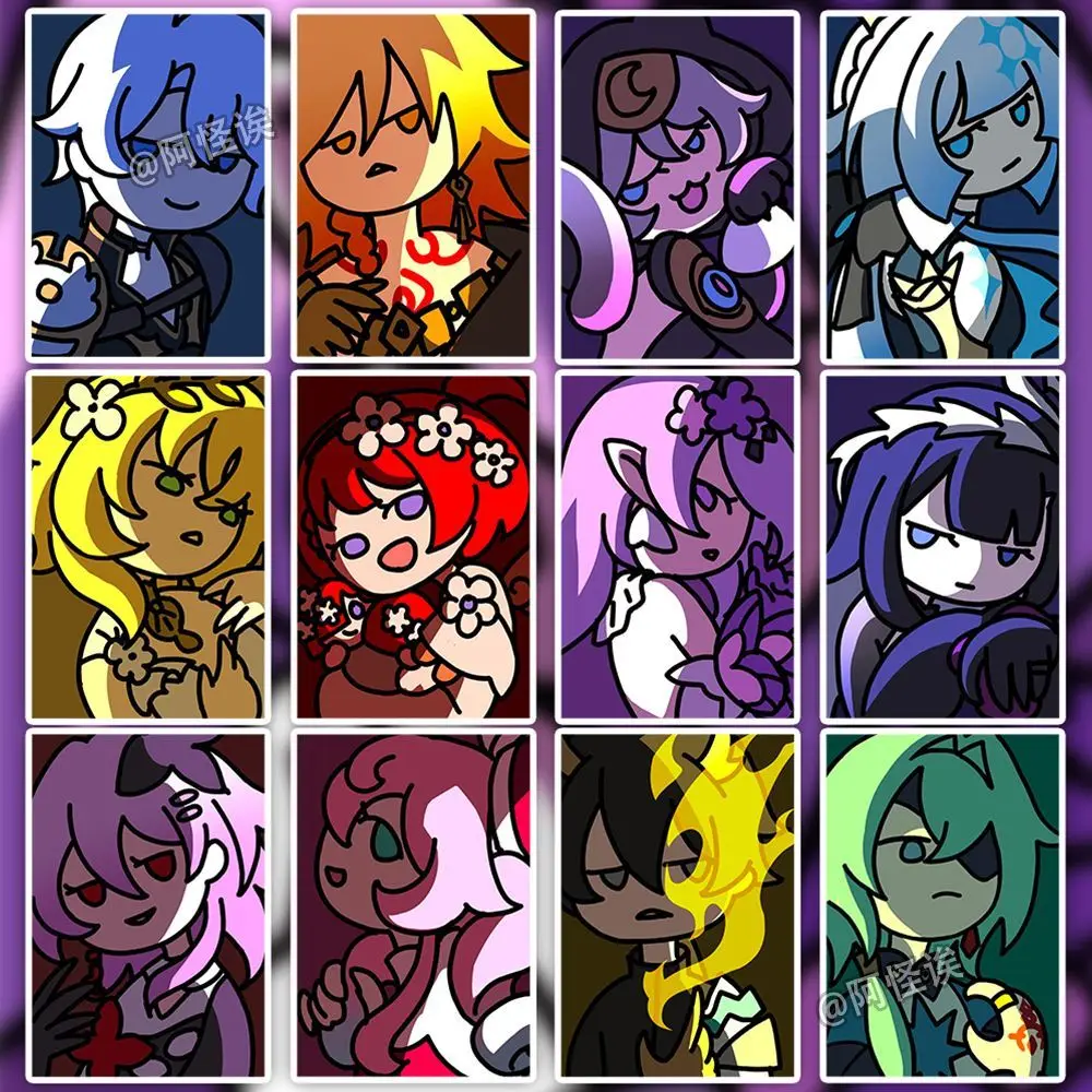 16Pcs/Lot Cyrene Phainon Hyacine Kawaii Chibi Cards Lomo Postcards Anime Gifts For Fans Collection