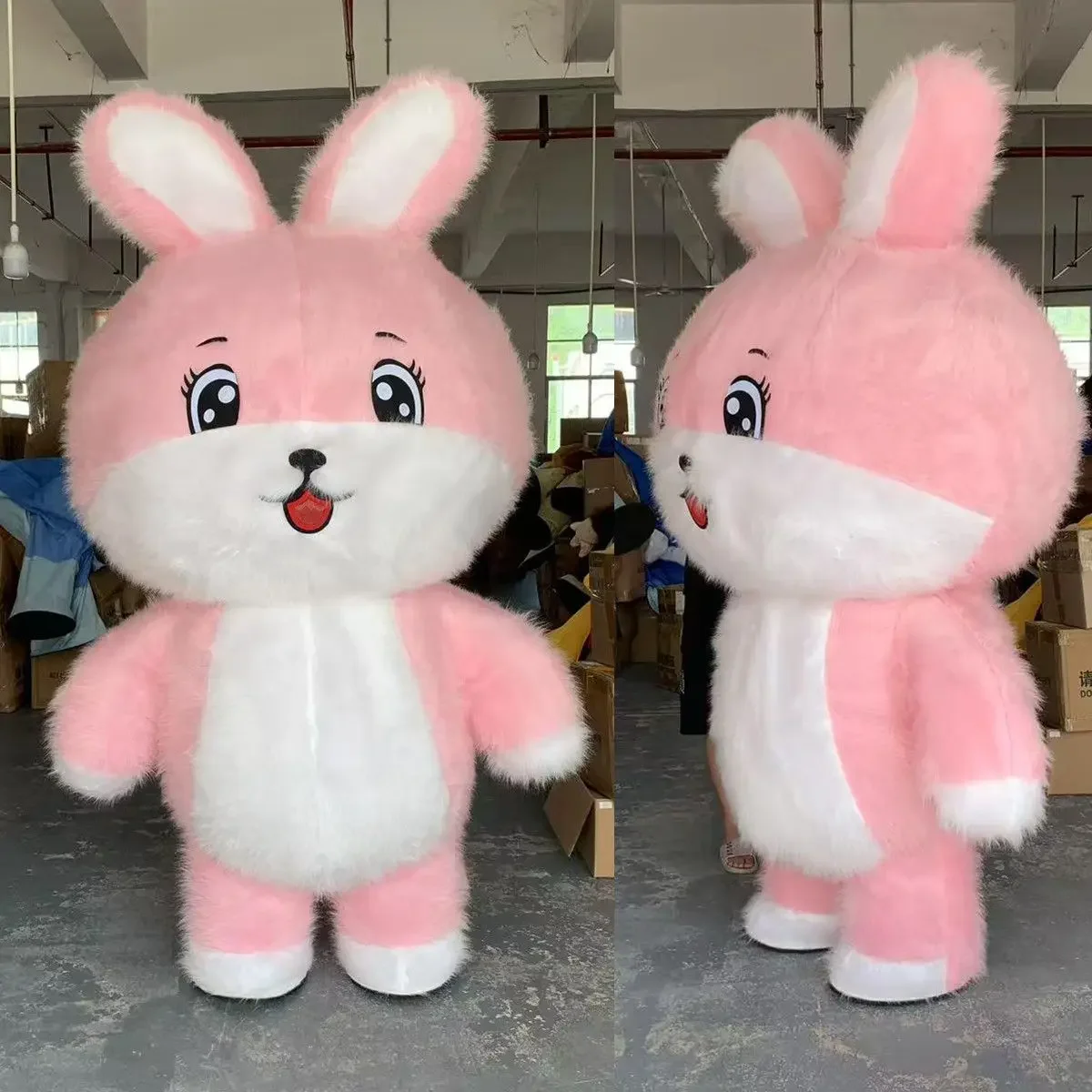 2m/2.6m de pelúcia rosa inflável coelho mascote traje adultos andando boneca roupas carnaval fantasia festa acessórios sem bateria
