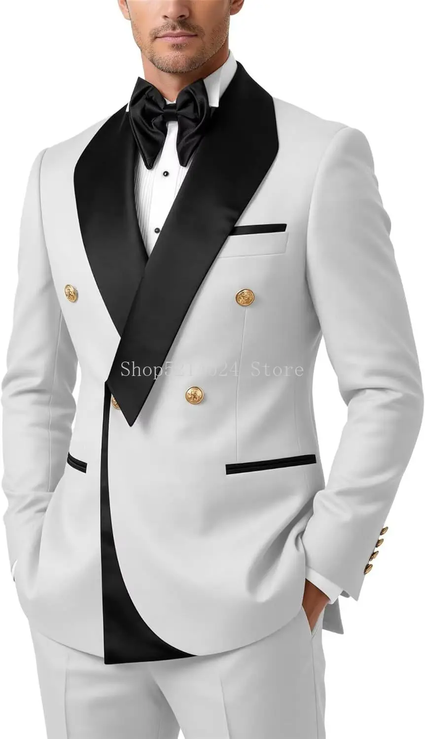 Mens Tuxedo Suit Set Men's 2 Piece Suit Slim Fit Tuxedo Suits for Men Double Breasted Suits for Men for Weddin Prom