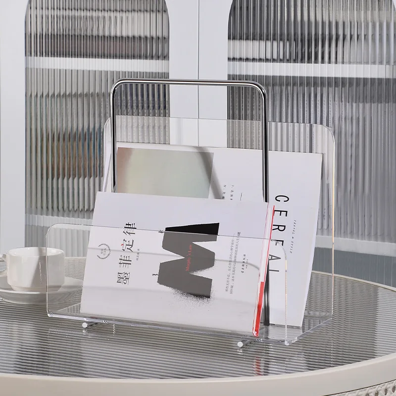 Modern Style Acrylic Magazine Book Organizer, Desktop Book Stand, Living Room Ornament Shelf, Home Decoration Ornament