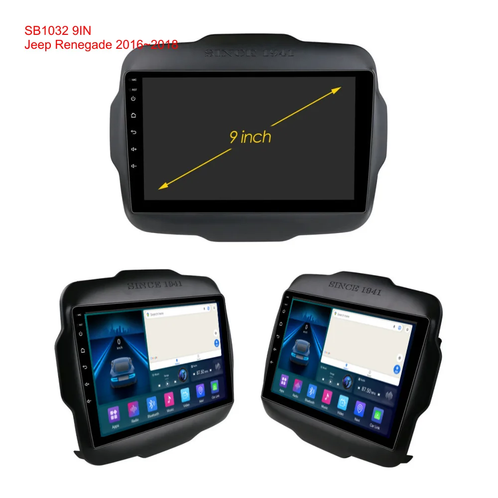 For Jeep Renegade 2016-2018 Dashboard  Center Console Upgrade with IPS Display CarPlay Large-Screen Navigation System