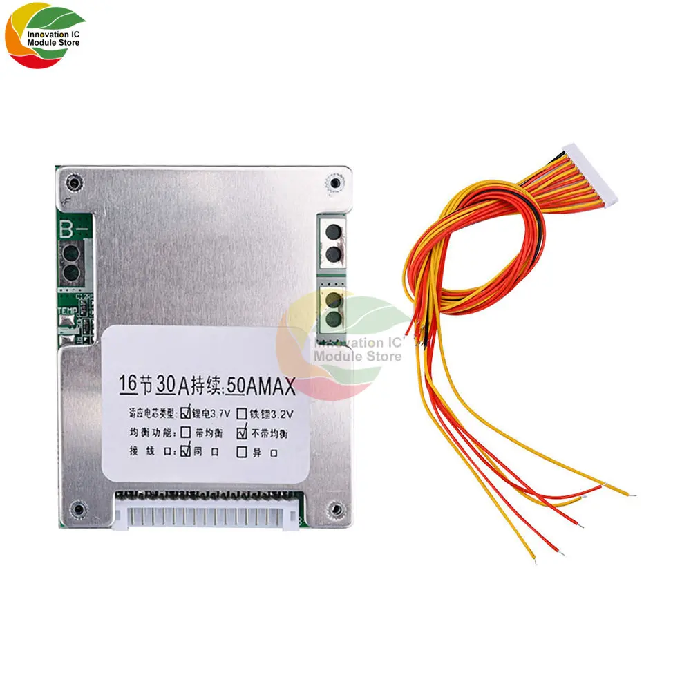 16S 60V 50A BMS Lithium Battery Charger Protection Board with Power Battery Balance Improving Protection Board