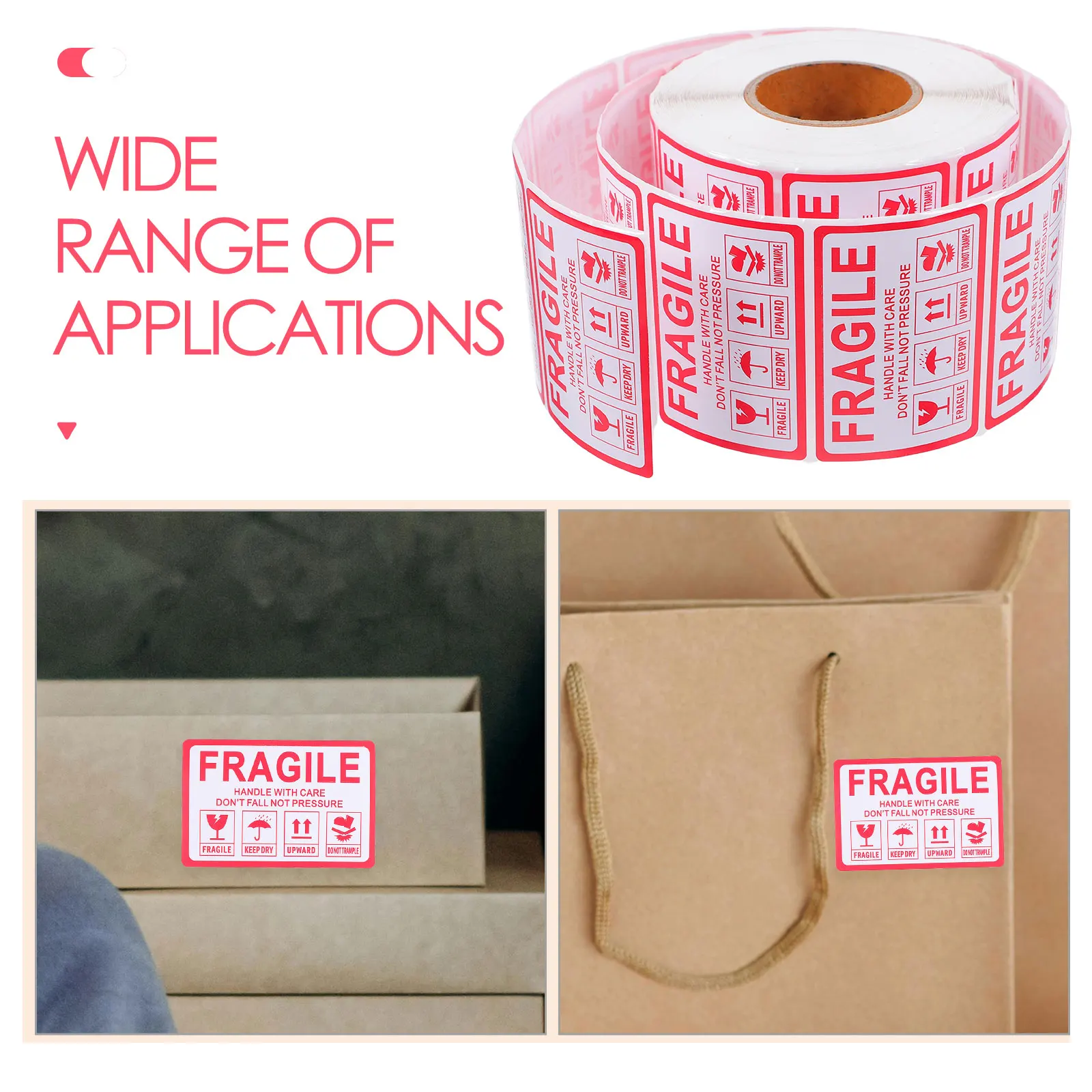 1000 قطعة تحذير هش ملصقات الشحن مقبض الرعاية لاصق التعبئة ملصقات للأعمال الصغيرة تتحرك صناديق التعبئة تسميات