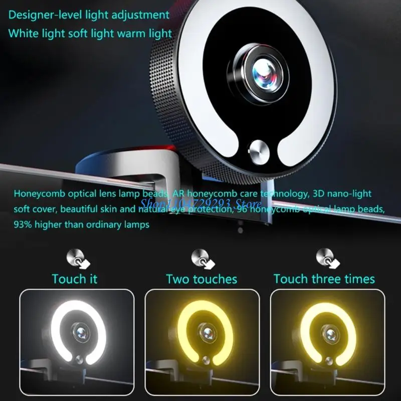 Y2GD Rotating Computer Camera con Mics Rumore Mics 4K Risoluzione Light Regolable Light USB