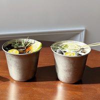 Retro Water Cup Stainless Steel Coffee Cups Cold Drink Cups Milk Tea Whisky Beer Cup for Outdoor Hiking Camping Cups Drinkware