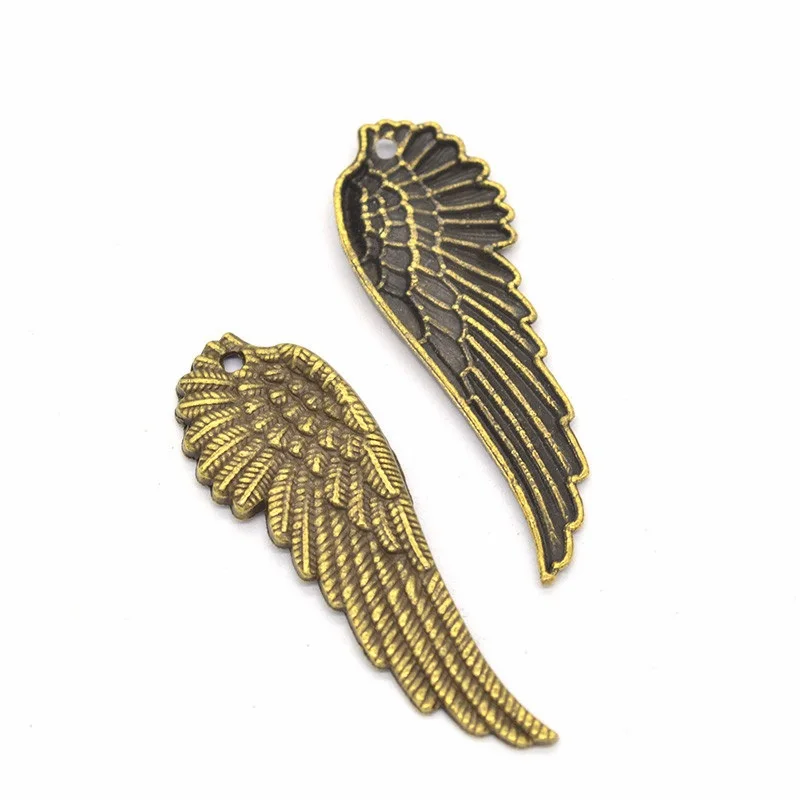 9 pcs free shipping Champagne gold colour charms diy metal  wing pendant for necklace&bracelets jewelry making 51*18 mm D402