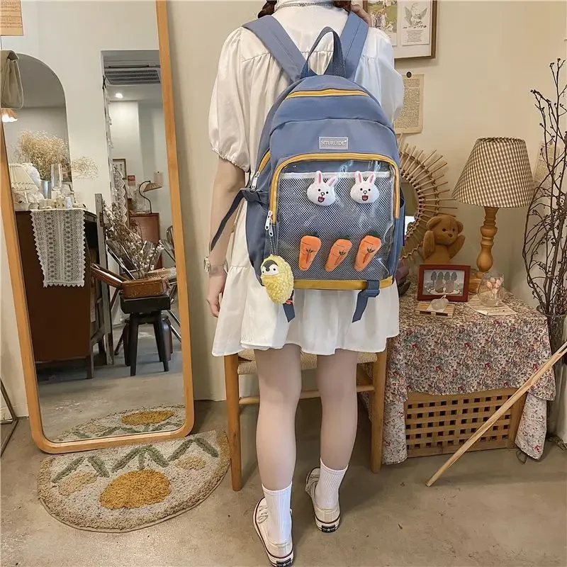 Fashion Popular Ita Bag 2024 High-capacity Canvas Transparent Backpacks for Women Teenage Girls Clear School Bag сумка Bolsas