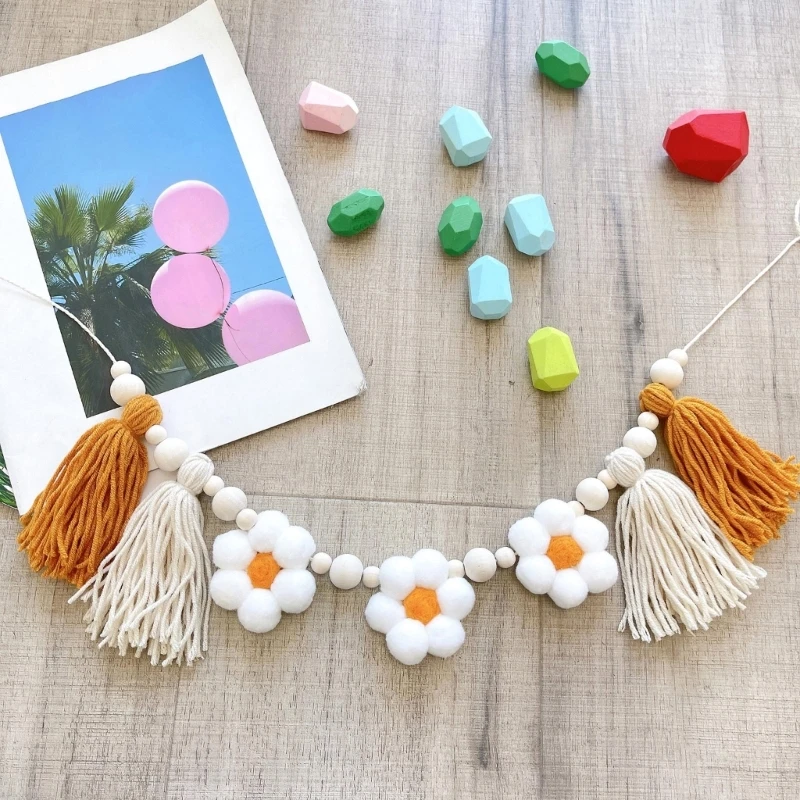 Y166 Happy Birthday Banners Tassels Flower Hanging Bunting Garlands for Home Wall