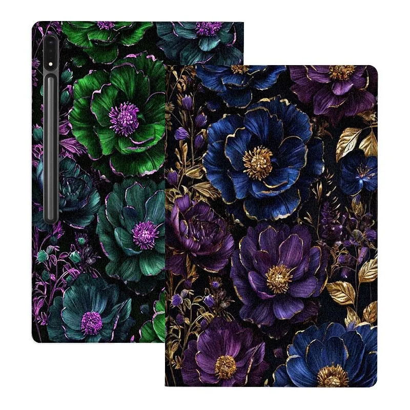 

Красивый фиолетово-синий чехол с цветочным принтом для Samsung Galaxy Tab S10 S9 S8 S7 FE Lite, мягкий, гибкий, с поддержкой, подарочный чехол для планшета