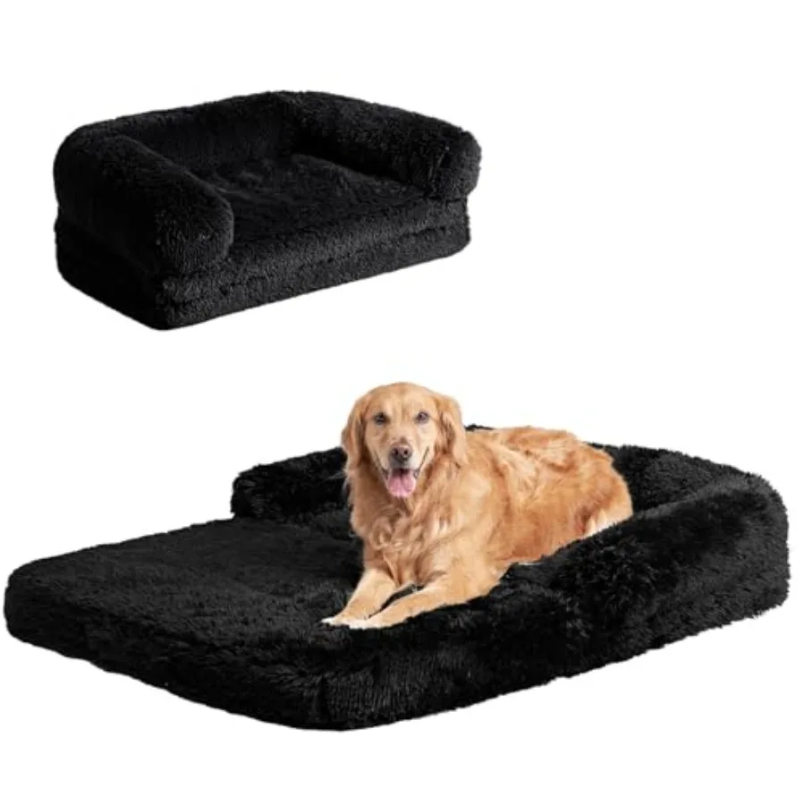 

Foldable XXL Dog Bed for Large Sized Dog, 54"x38"x7.5" Faux Fur Fluffy Pet Couch Bed, Orthopedic Calming Memory Foam Big Pet Be