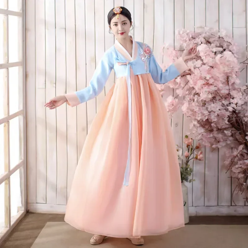 

Корейское платье Hanbok для женщин, старинное традиционное женское платье, азиатская одежда, Дамский дворец, Корейская Свадебная танцевальная одежда