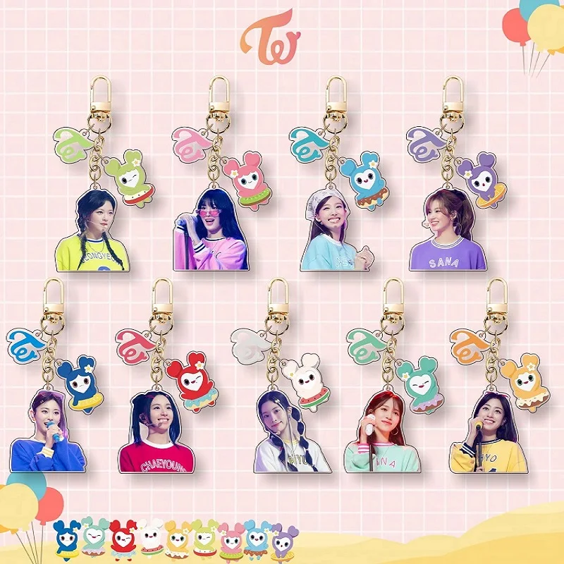 Kpop 1Pcs Tweemaal Sleutelhanger Mooie Tzuyu Sana Mina Jihyo Nayeon Momo Dahyun Jeongyeon Keyring Tas Accessoires