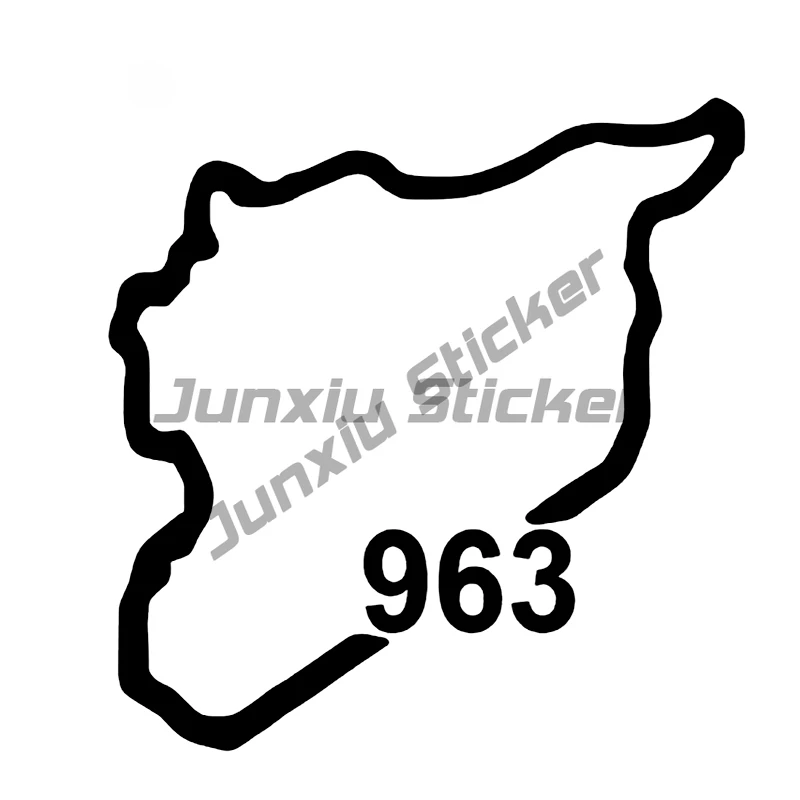 سوريا 963 خريطة مخطط ملصق مقاوم للماء على المصد الخلفي نافذة الكمبيوتر المحمول Autohesion ملصق الفينيل سيارة ملصق #6