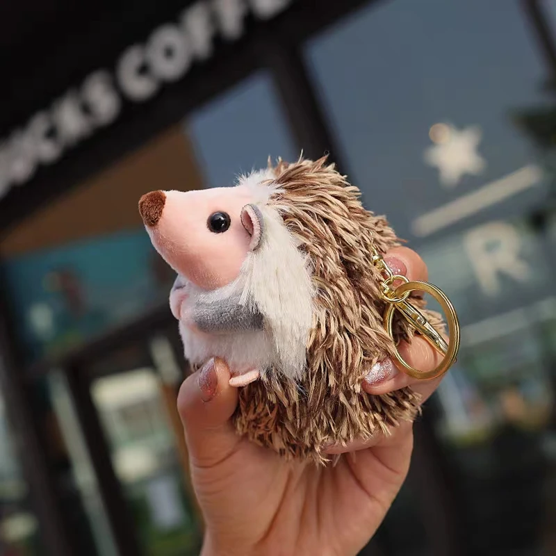 cute plush toy lovely cartoon animal sweet brown hedgehog soft small doll pendant key ring birthday Christmas gift