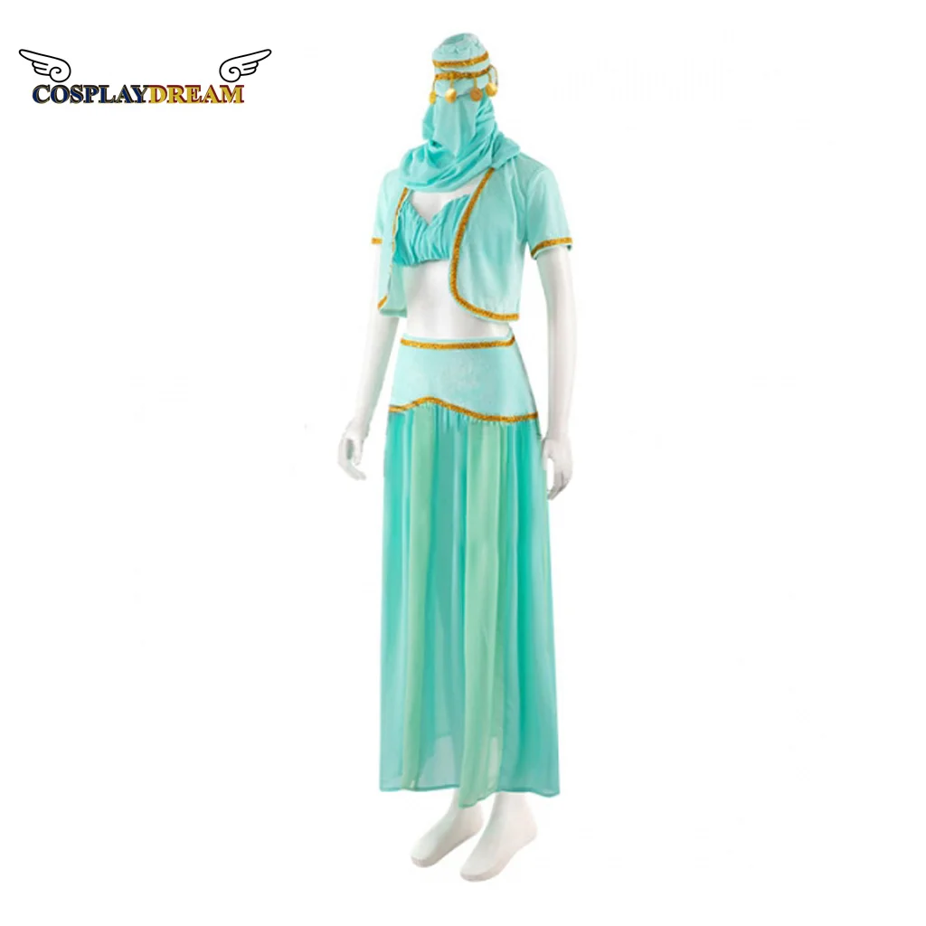 أحلم جيني تأثيري حلي شقيقة جيني جيني II فستان أخضر فستان راقصة شرقية عربية أنثى هالوين زي #3