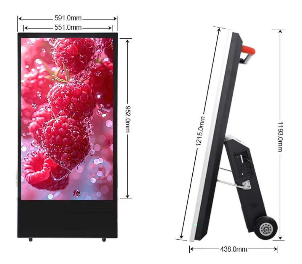 55 Inch Portable Outdoor Digital Advertising Kiosk Android 11 WiFi CMS Remote Control Smart City Promotion Display Screen