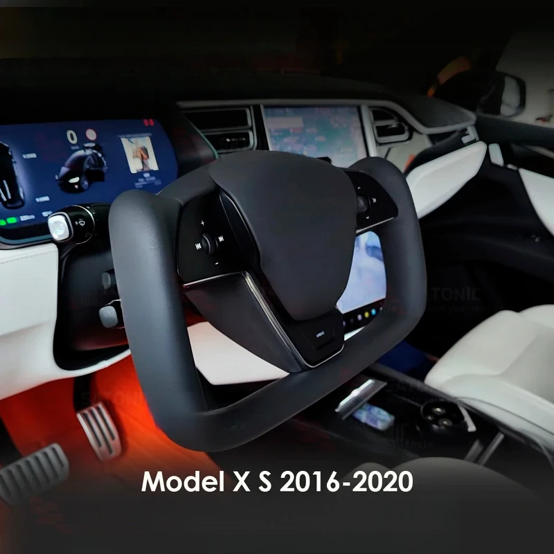 

Heated Yoke Steering Wheel For Tesla Model S Model X 2016 2020 Nappa Alcantara Leather