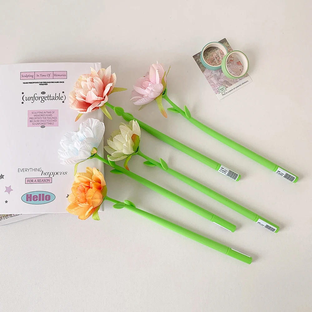 3 قطعة/المجموعة زهرة مقلد زهرة قلم حبر جاف سطح المكتب الفن نمط الزخرفية زخرفة طالب القرطاسية قلم حبر جاف مجموعة #3