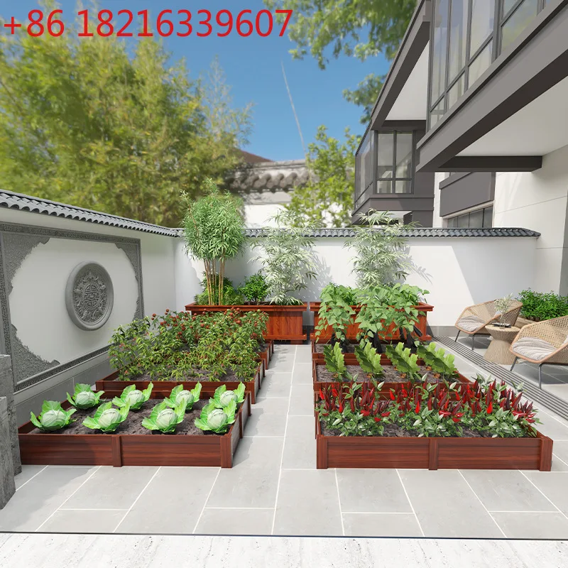 

Antiseptic wood flower box Outdoor family courtyard Balcony roof special pot for growing vegetables