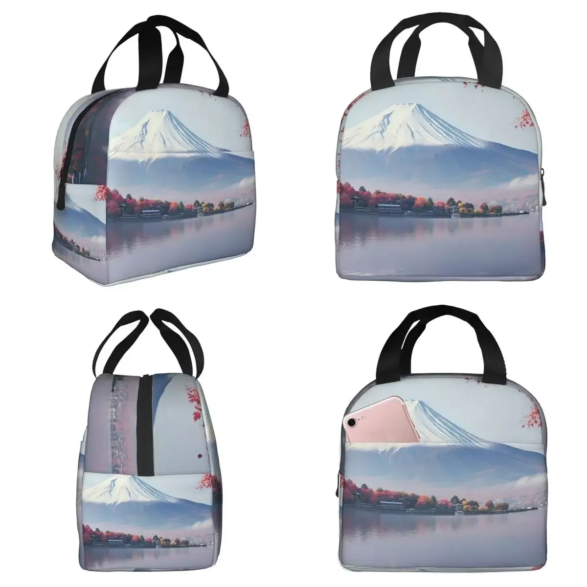 Landscape Of Mount Fuji And The Sea Insulated Lunch Bag for School Cooler Thermal Food Box Tote Portable Lunch Boxes Container