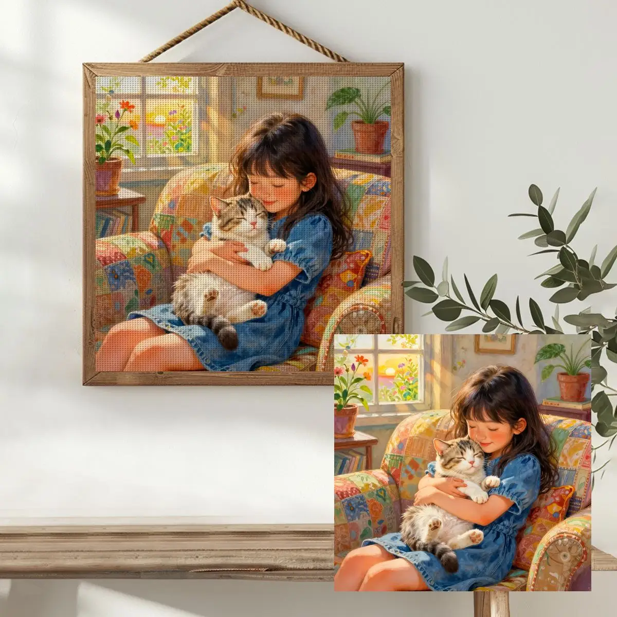 1pc 40X40CM/15.74inch Girl Stamped Cross Stitch Kit DIY Kit 11CT/14CT DIY Embroidered Set DIY Cross-Stitch Set Joy Sunday