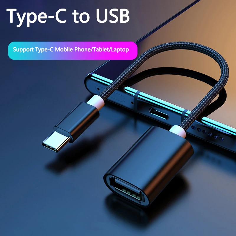 Adaptador USB tipo C de nailon, Cable USB tipo C macho A USB 3,0 A hembra, OTG para interfaz Universal tipo C, teléfono y ordenador portátil