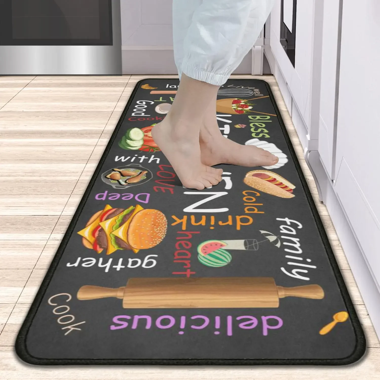 VIKAMA 2pcs Kitchen Carpet Soft Anti-Slip Decorative Pads For Kitchen, Dining Area, Entrance Path, Home Decoration