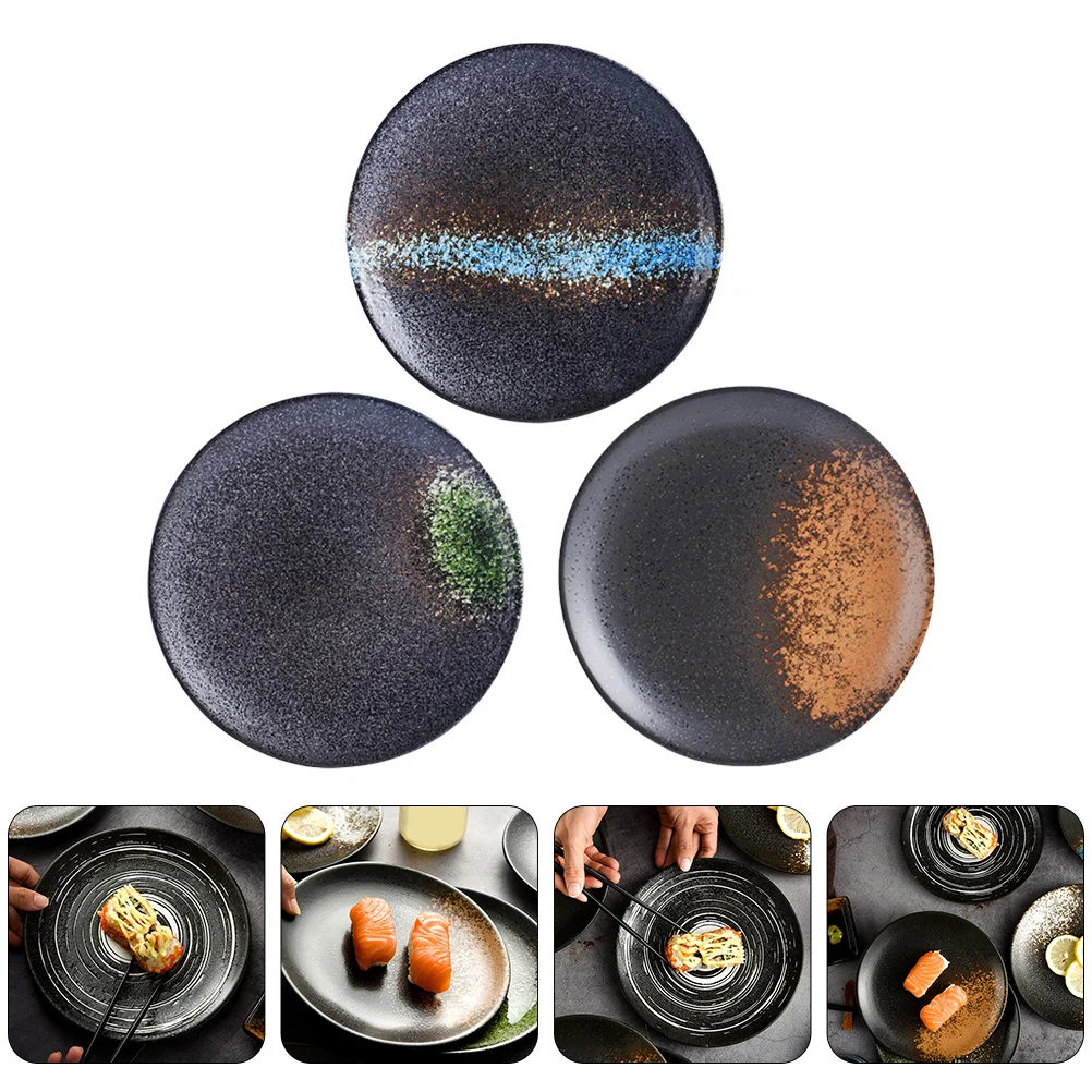 

3Pcs Ceramic Dinner Plates Reusable Food Serving Platters for Salad Dessert Snacks Home Use Dinner Plates Home Food Plate