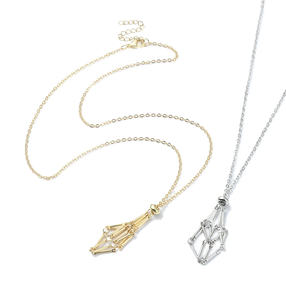 PandaHall 6 Stück 2-farbige Messing-Gliederketten für Makramee-Beutel, Platin & Gold, je 3 Stück pro Farbe für Anhänger-Halsketten und Schmuck – Detail 11