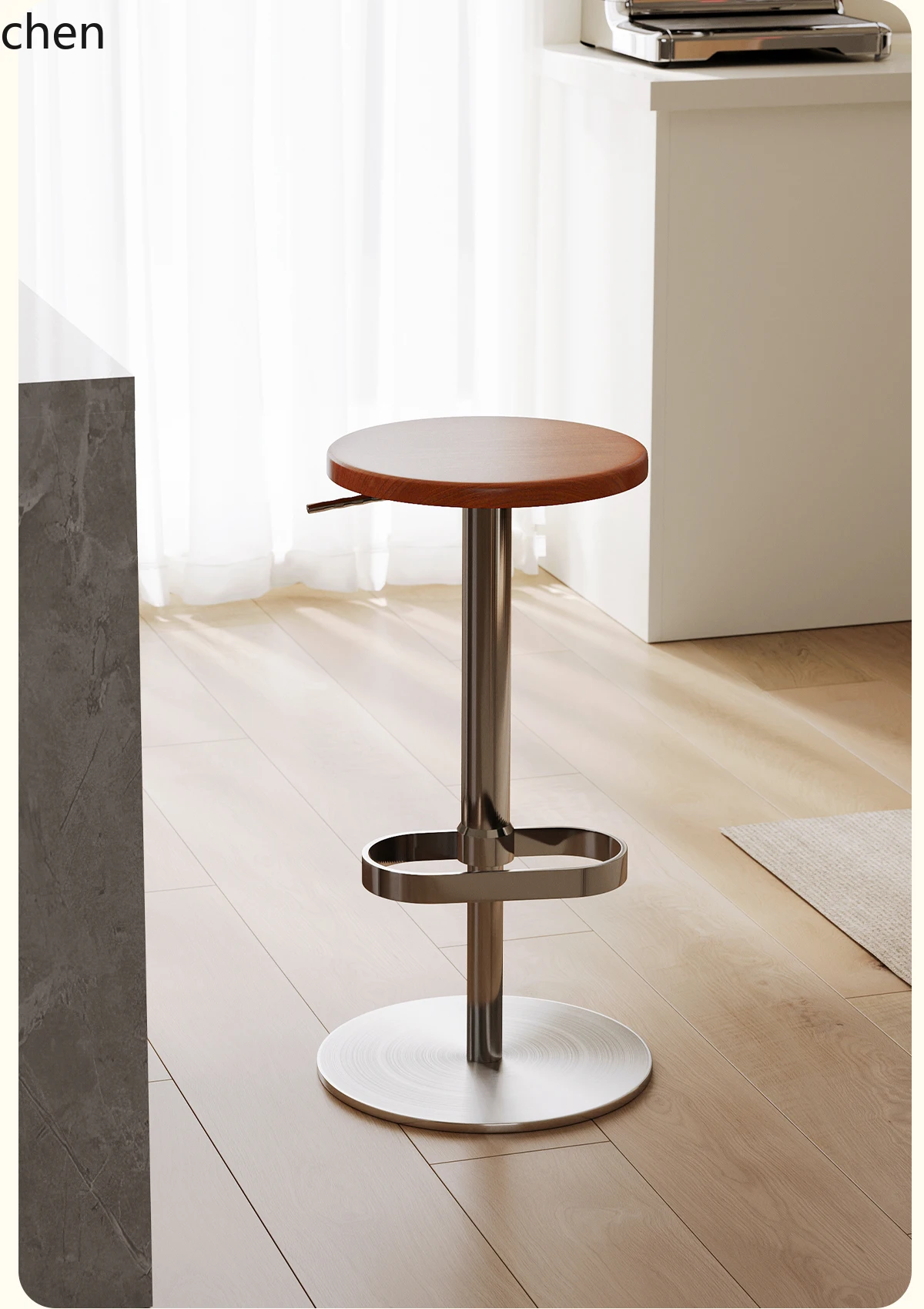 

DSA medieval bar chair solid wood high stool light luxury can be lifted rotating bar chair