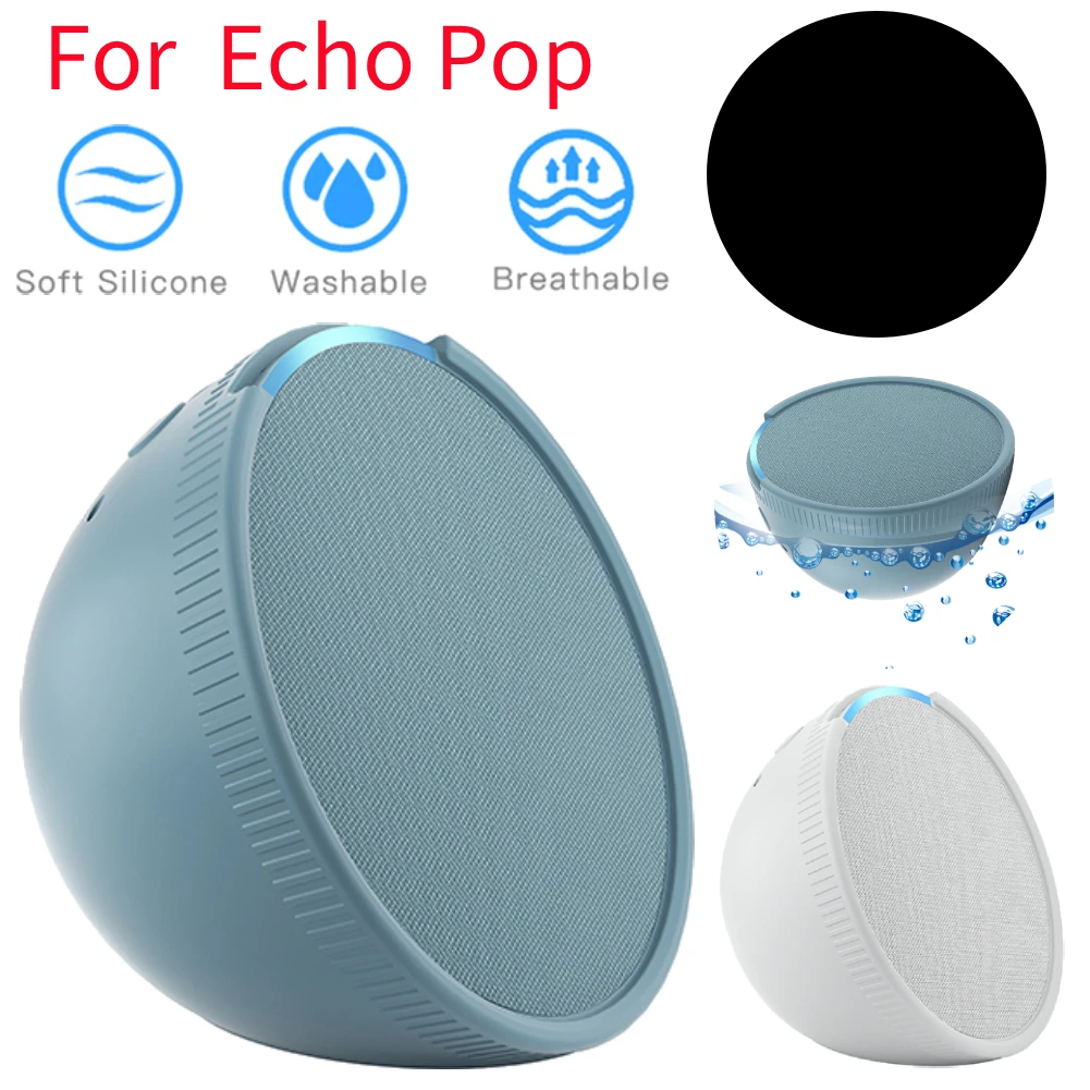 Speaker Cover for  Echo Pop Silicone Cover Case Waterproof Speaker Protective Sleeve Waterproof Portable Protection Case Cover