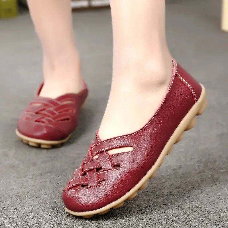 Women Shoes Summer Slip On Leather Casual Shoes Woman 2024 Loafers Women\'s Ballet Flats Women Moccasins Flat Shoes Female