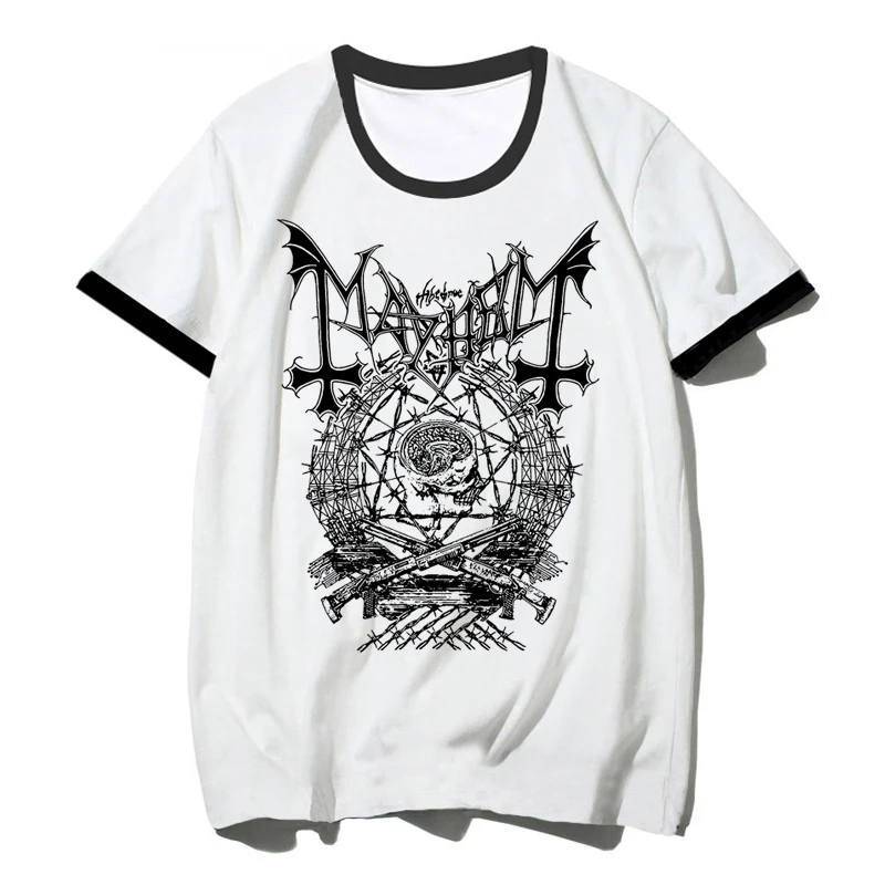 Mayhem Top Tees Clothes Men Y2k Casual Streetwear 2022 White T Shirt Top Tees White T Shirt Hip Hop Graphic Tees Male