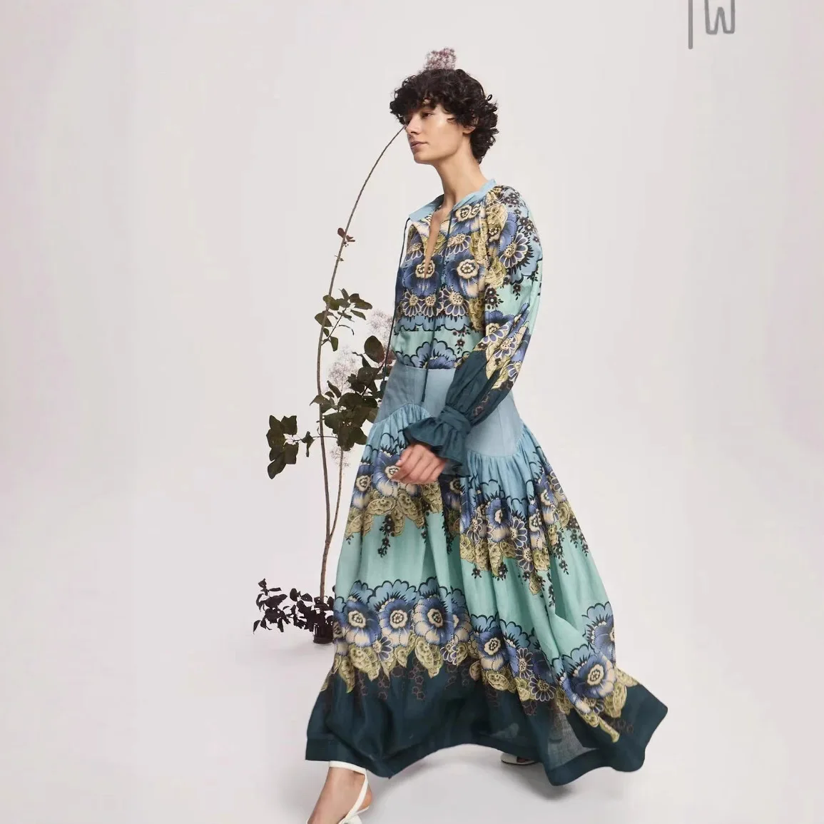 Ele Vintage Sle Long Sve Loose Dr Ele Aosphere Design Zomer Dames Faion Polyester Materiaal A-lijn Rok