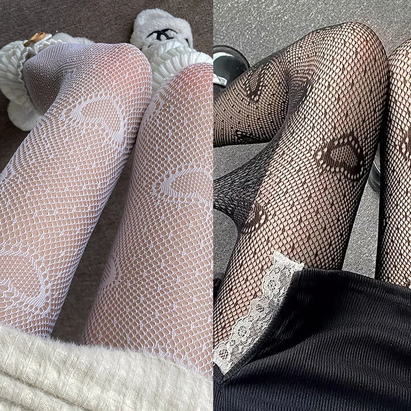 

Love Flower Mesh Kawaii Japanese Girls Lolita Ins Stockings Cute White Pantyhose Spring Summer Ultra-thin Transparent Hosiery