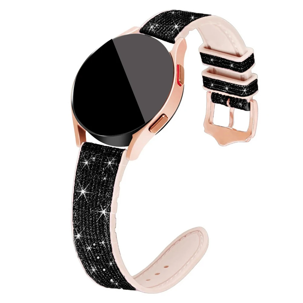 22mm 20mm strap for samsung galaxy watch 7 6 5 4 44mm 40mm 6classic band bling silicone strap HW watch GT 5 4 3 46mm 42mm strap