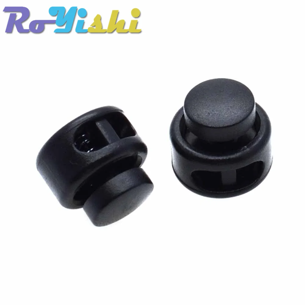 10 stks/pak Koordvergrendeling Toggle Clip Stopper Plastic Zwart Voor Tassen/Kledingstukken Maat: 15mm * 14mm