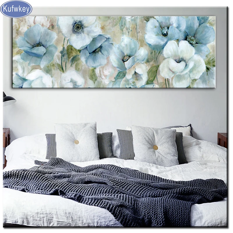 Grande fantasia fiori blu pittura diamante pieno quadrato pietre diamante ricamo display 5D fai da te diamante rotondo mosaico decorazioni per la