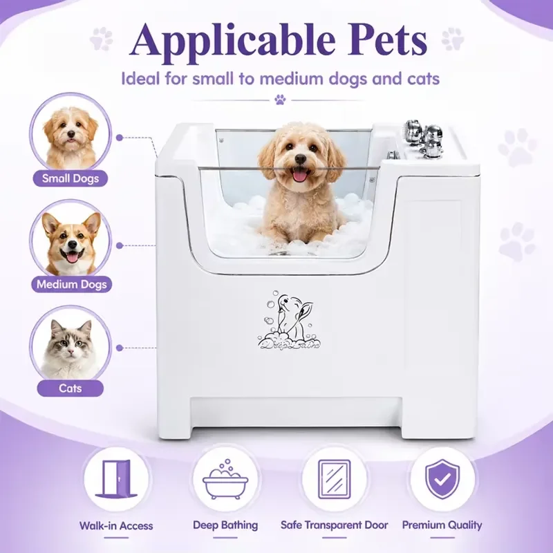 Stackable White Acrylic Wash Station for Volume Importer Pet Grooming Bathtub Supplier