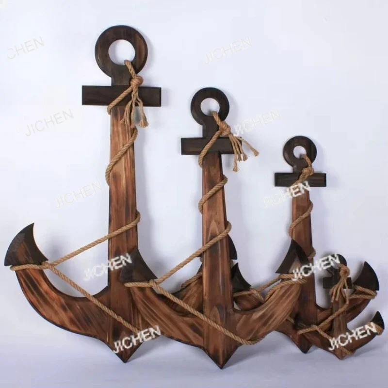 

Морской руль из карбонизированного дерева H, декор с анкером в средиземноморском стиле, настенный орнамент в американском стиле кантри