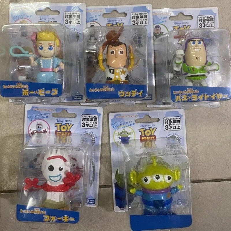 Anime Toy Story reloj Woody Cuisi tenedor Buzz Lightyear figura alienígena juguete de cuerda modelo adornos niños regalo de cumpleaños