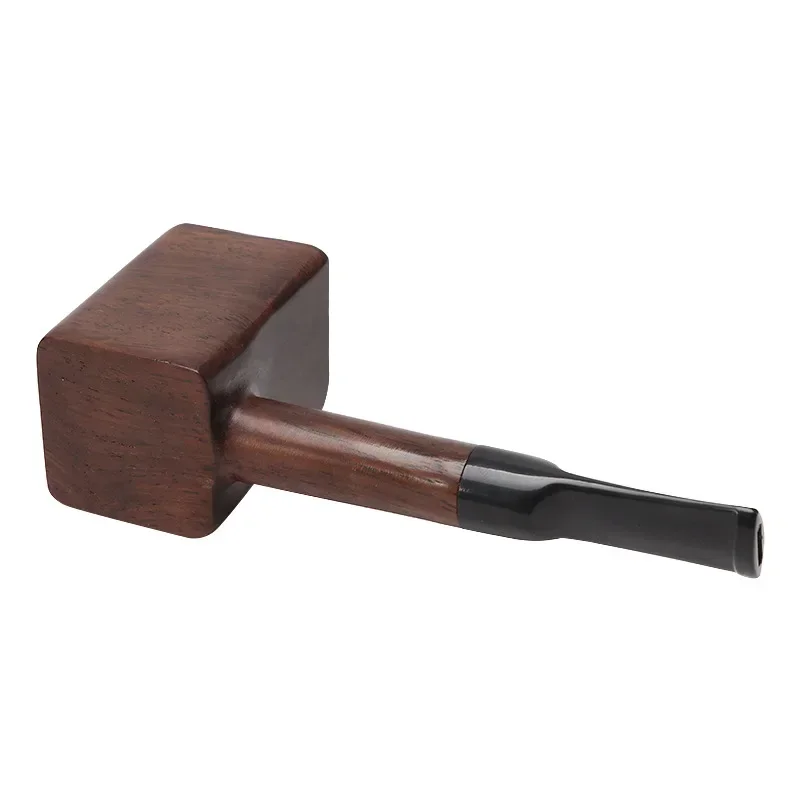 

New Ebony Wood 9mm Filter Flue Tobacco Pipe Retro Gentleman Bent Type Handle Handmade Smoking Pipe with Accessory Old Dad's Gift