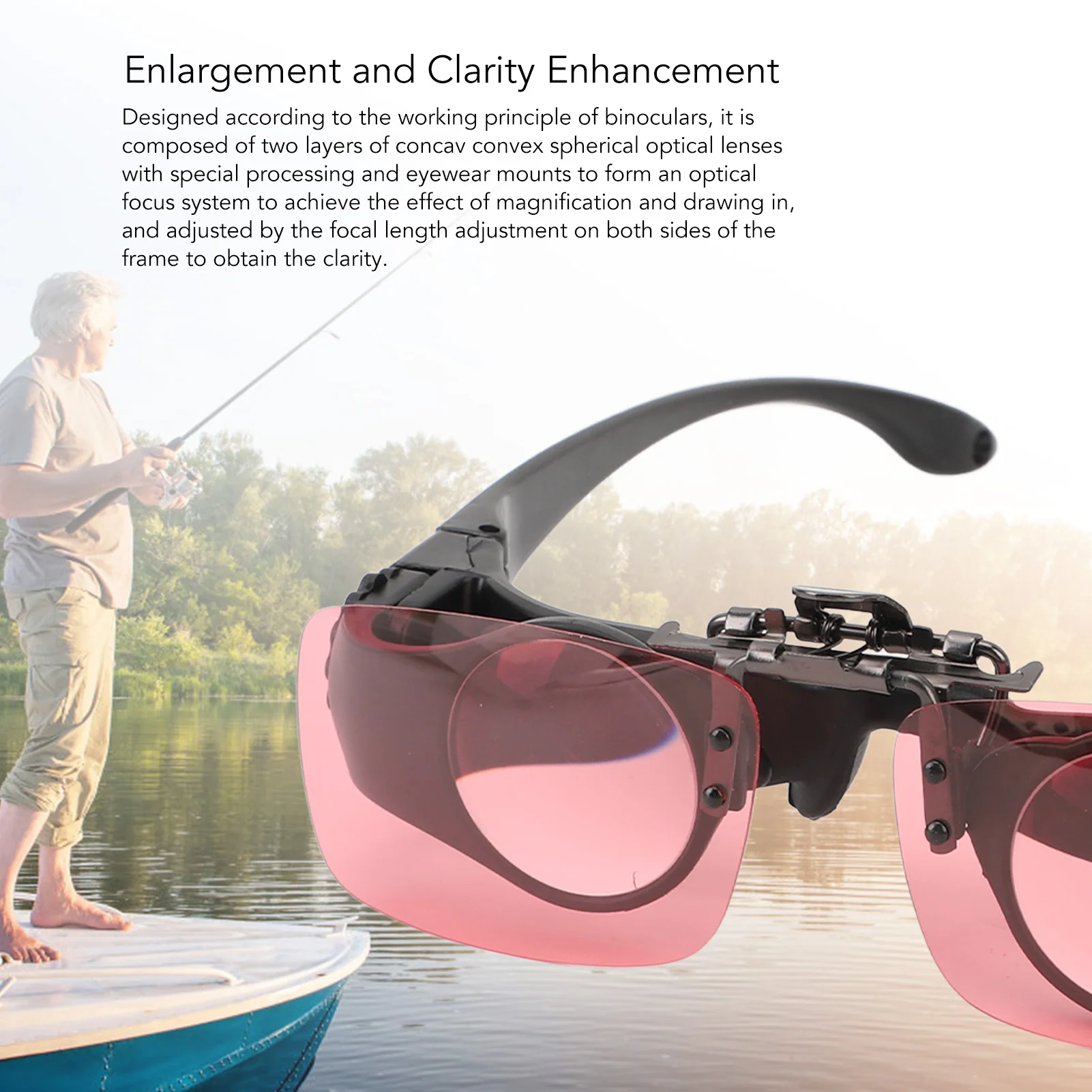 Fishing Binocular Glasses, 8x Zoom Telescope Glasses, Nose Rest Fishing Binocular Glasses Triple Color CPL Filters