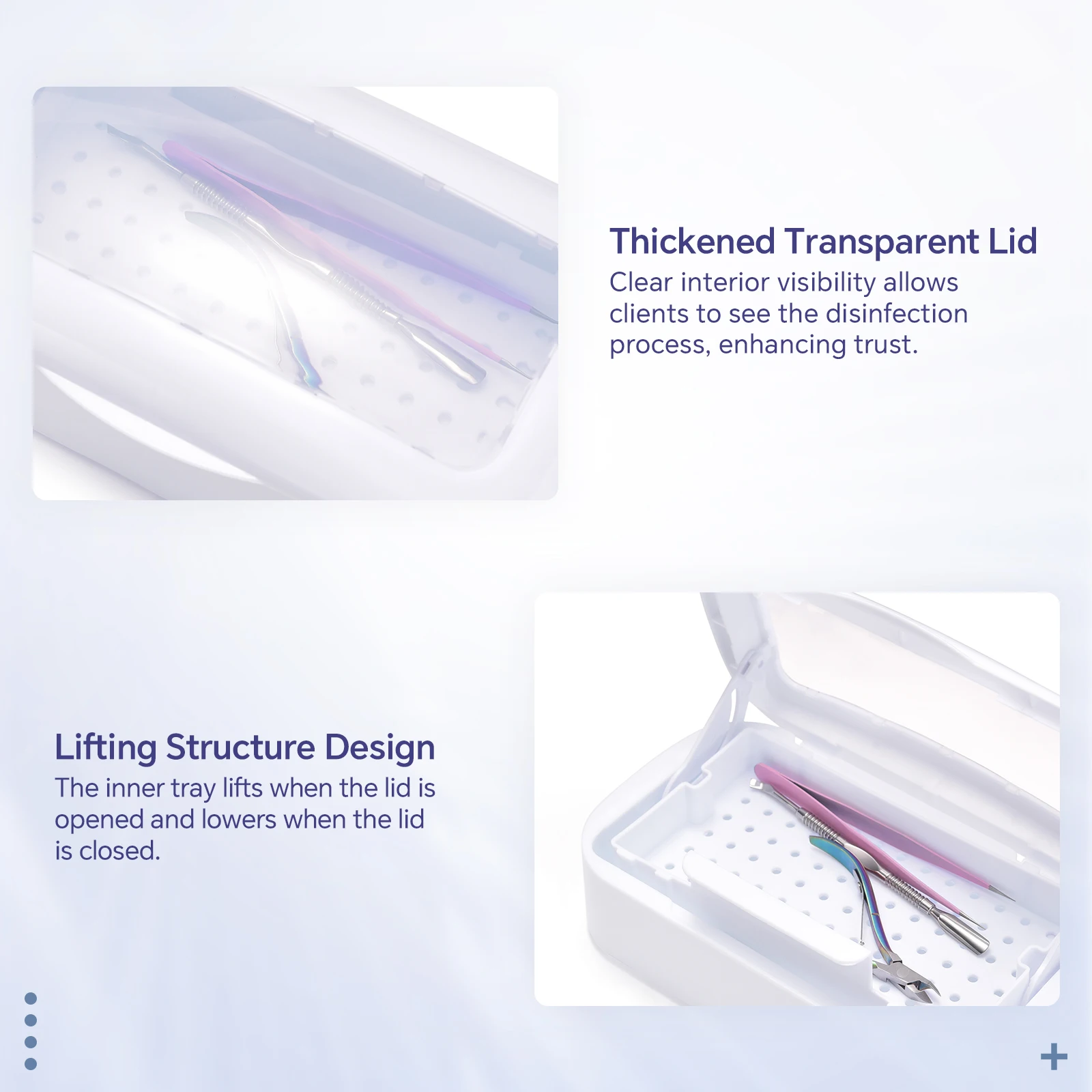 ABS الأبيض مسمار أداة صندوق تعقيم تلميع رئيس صندوق تعقيم حقيبة للتخزين مع أداة مانيكير صينية قابلة للإزالة