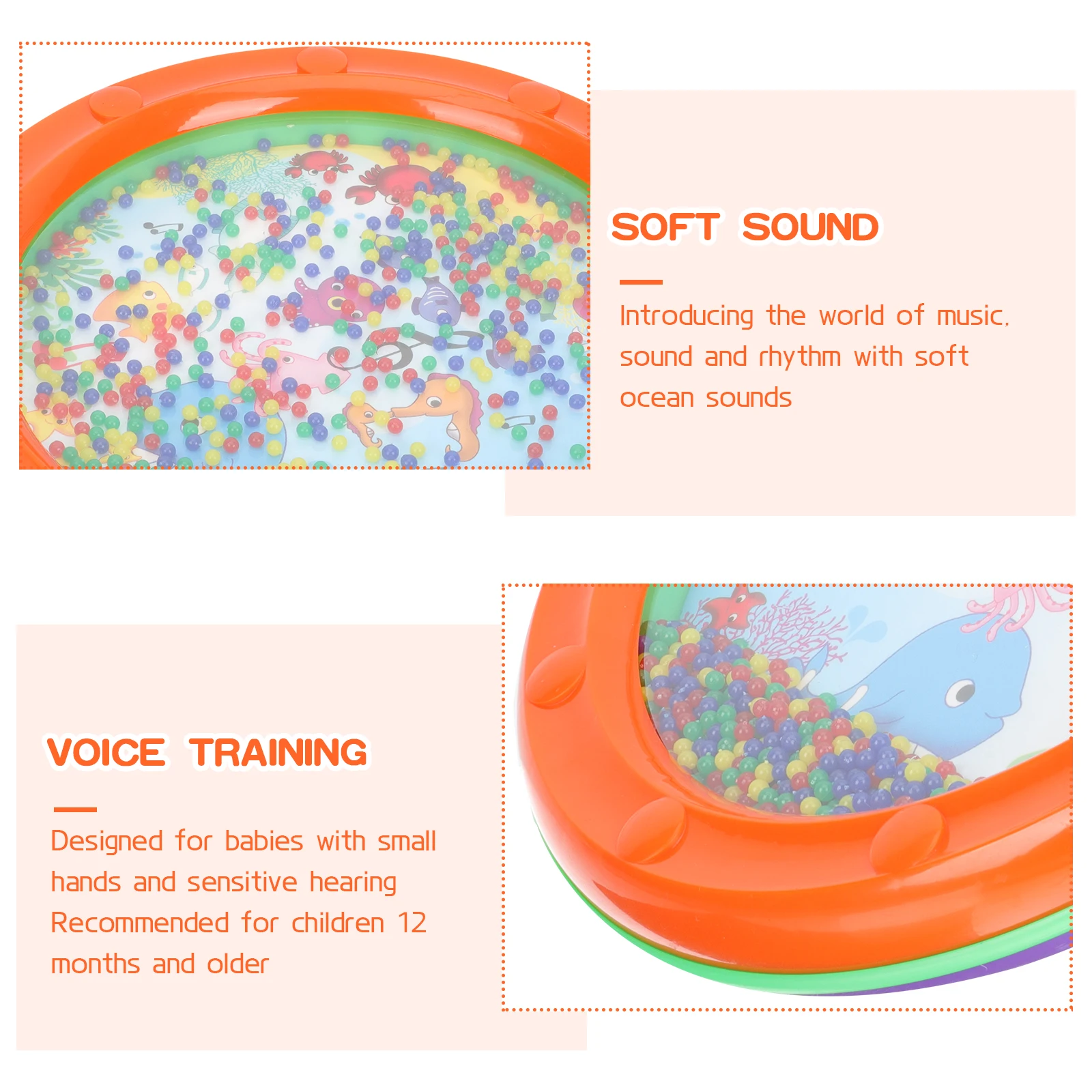 

Sturdy Ocean Educational Percussion Instrument Durable Sea Sound Drum Bright Sound Hand-Eye Coordination Musical For