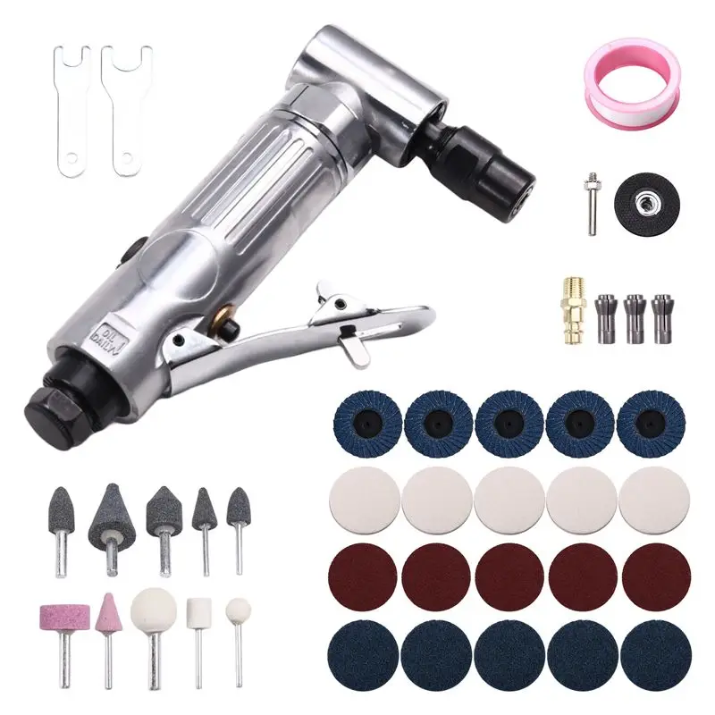 AT29-Precision Engraving And Polishing Kit With 1/4 Inch 90 Degree Micro-Air Die Grinder And Sanding Discs