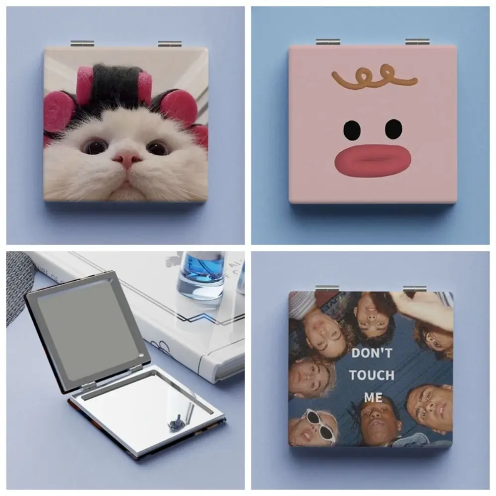 Kosmetik Werkzeuge Katze Muster Make-Up Spiegel Vergrößerungs Mini Quadratischen Faltbare Spiegel Handheld Doppelseitige Taschenspiegel Kinder Geschenk