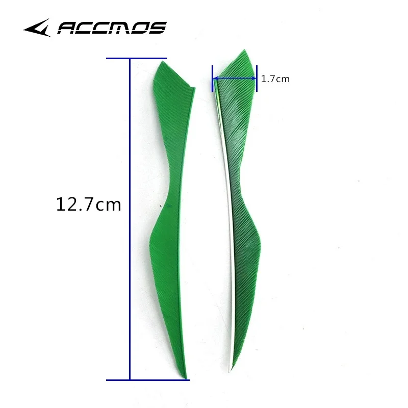 ACCMOS 50Pcs 5 Inch Shield Cut Feather Fletchings 12.7cm Turkey Fletches for Arrow Shafts Target Practice Hunting