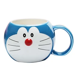 New Creative personality trend Doraemon anime peripheral water cup mug cute kawaii cartoon ceramic coffee cup gift wholesale