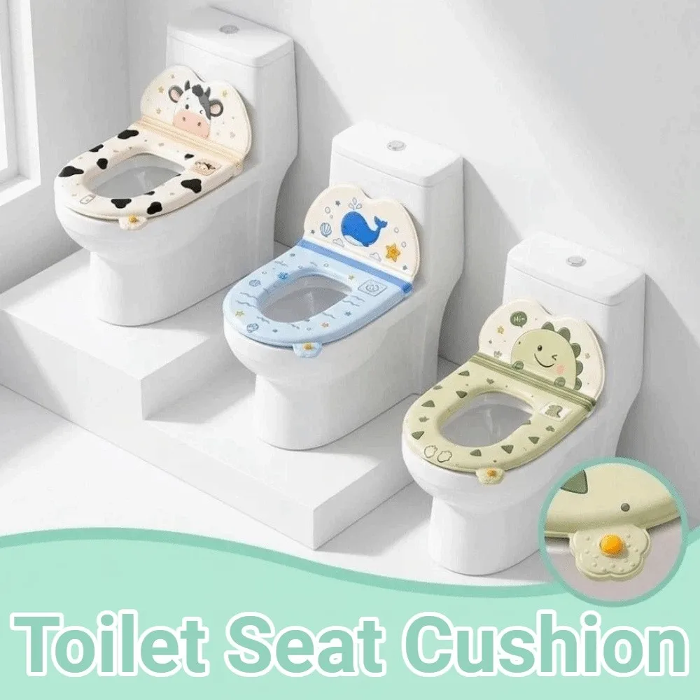 Easy Clean Cartoon Toilet Seat Protector Non-Slip with backrest Toilet Seat Cover Thickened Reusable Toilet Seat Mat Home